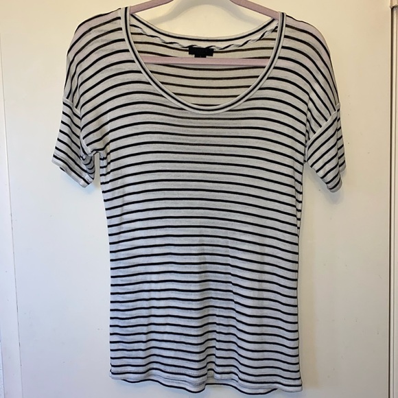 J. Crew Black and White Striped Crew Neck Short Sleeve T Shirt Size S - Picture 3 of 5